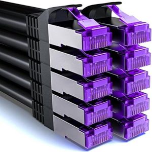 10x 2m CAT7 Netwerkkabel - 10 Gigabit - RJ45 Patchkabel Ethernetkabel (Koper, SFTP PiMF Afscherming) - LAN DSL Switch Modem Router Patchpaneel CAT7 CAT6 CAT5 - Zwart
