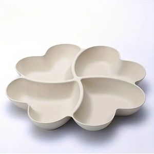 Beige hartvormige snackschaal met 4 compartimenten - 4-delig hartvormige snackbord - snack servies - bakjes - serveerschaal - beige hartvormig bakje - herbruikbaar - plastic - feesthapjes - 4 compartimenten - IXEN