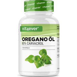 Oregano Olie - 120 Capsules met 150 mg - Premium: 80% Carvacrol & 10-voudig geconcentreerd - 100% Oregano Olie uit Frankrijk - Origanum vulgare - Hoog Gedoseerd - Vit4ever