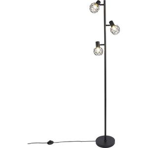 QAZQA mesh - Moderne Vloerlamp | Staande Lamp - 3 lichts - H 150 cm - Zwart - Woonkamer | Slaapkamer | Keuken