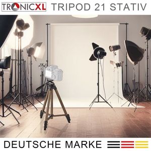 TronicXL 360° Tripod 21 camerastatief + tas voor DSLR - 130 cm - universeel 1/4 inch geschikt voor AgfaPhoto, Selecta 16, Precisa 1430, Sensor 500D - Cam statief
