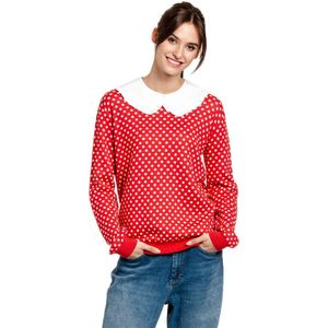 Pussy Deluxe - Chic Dotties Knit With Collar Pullover/trui - L - Rood