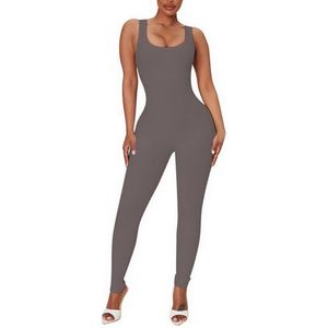 Vrouwen Sexy Yoga Jumpsuit met Vierkante Hals | Mouwloos Bodycon Unitard | Elastische Sportswear voor Dames