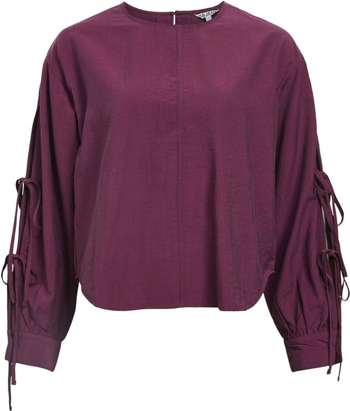 Object - Objkenny Re O-neck Tie Top - Blouse - Mauve Wine