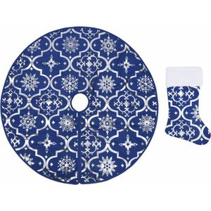 vidaXL-Kerstboomrok-luxe-met-sok-150-cm-stof-blauw