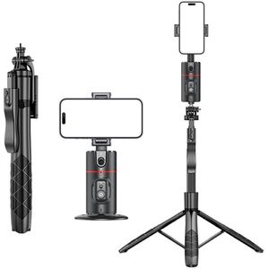 Casemania Automatisch Volgstatief Set - AI Tafelstatief met Beweginggsensor & Face Tracking + Uitschuifbaar Tripod - 360° Draaibaar Vlog Selfiestatief met Bluetooth Afstandsbediening - Geschikt voor iPhone, Samsung en Camera