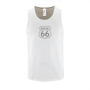 Witte Tanktop sportshirt met ""Route 66"" Print Zilver Size XXXL