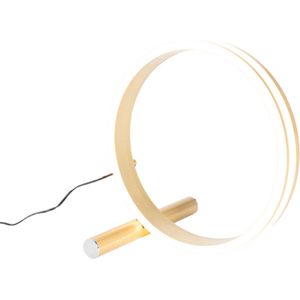 QAZQA navara - Design Dimbare LED Tafellamp met Dimmer - 1 lichts - Ø 29 cm - Goud/messing - Woonkamer | Slaapkamer | Keuken