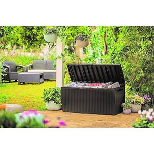 Springwood Opbergbox om op te zitten, kussenbox, bruin, afsluitbaar, weerbestendig, 123 x 53,5 x 57 cm, 305 liter
