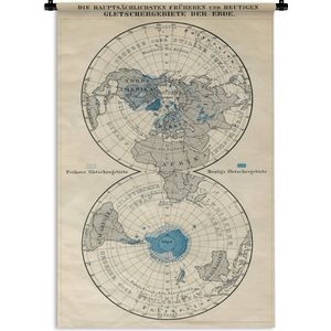 Wandkleed De wereld van toen in kaart - Gletsjers op vintage wereldkaart Wandkleed katoen 90x135 cm - Wandtapijt met foto