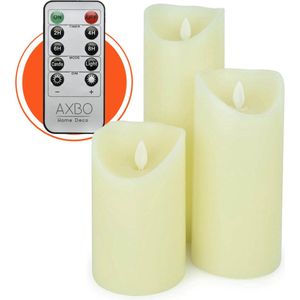 Led kaarsen set van 3 - Echte Wax - Vlamloze veilige kaars  - Brandveilig  - Kindveilig - Realistisch bewegende vlam  -  Timer- Kaarsen