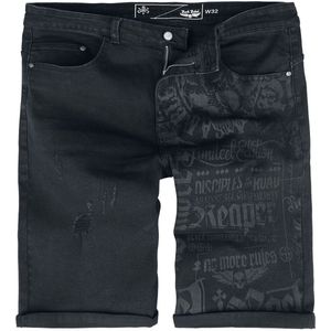 Rock Rebel by EMP zwarte korte broek met opgerolde beenzomen - Heren - 31