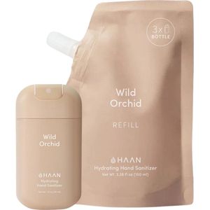 HAAN Hydrating Hand Sanitizer Care Pack Wild Orchid - Travel Spray 30ml + Refill 90ml - Handzeep - Desinfecterend - Navulbaar