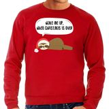 Luiaard Kerstsweater / Kerst trui Wake me up when christmas is over rood voor heren - Kerstkleding / Christmas outfit L