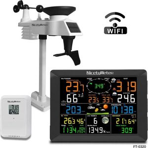 Eszenzics™ Draadloos Weerstation -7-in1 - 10inch - 8 Kanalen - Bereik tot 100m'- Temperatuur binnen en buiten - Regen - Wind- Thermo - Hygro - Dauwpunt - Luchtdruk - Licht (UV)