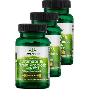 Swanson | Dr. Stephen Langer's Ultimate 16 Strain Probiotic with FOS 50mg | 60 veg capsules | 3 stuks | 3 x 60 capsules