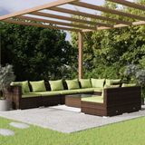 The Living Store Loungeset - Poly rattan - Bruin - 60x60x30 cm - Waterbestendig