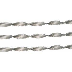 1x Crepe papier slingers zilver 6 meter - Zilveren feestdecoratie/feestversiering