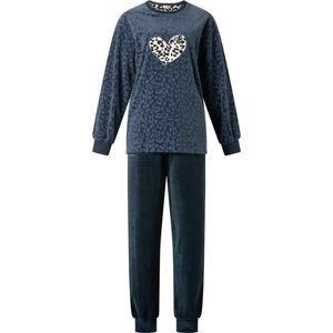 Lunatex dames pyjama velours | MAAT M | Panter all-over | hart zwart