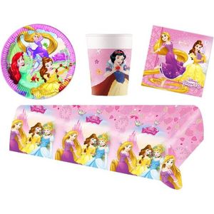 Disney Princess - Feestpakket - Feestartikelen - Kinderfeest - 8 Kinderen - Tafelkleed - Bekers - Servetten - Bordjes