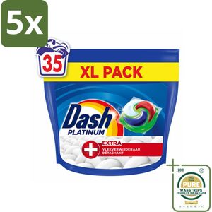 5 x Dash – Wasmiddelcapsules – 4in1 Pods + Extra Vlekkenverwijderaar – 35 capsules - Grootverpakking - Wasmiddel Capsules - Vlekverwijderaar - 4in1 Wasmiddel - Krachtige Reiniging - Extra Vlekverwijdering