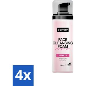 4 x Sence - Gevoelige Huid - Gezichtsreiniger - Foam - 150 ml - Gezichtsreiniger - Gevoelige Huid - Schuimreiniger - Milde Reiniging - Poriënreiniging