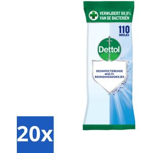 20 x Dettol - Reinigingsdoekjes - Extra Grootverpakking - Gezinshygiëne - 110 Doekjes - Hygiëne - Reinigen - Desinfecteren - Antibacteriële Doekjes - Gezinshygiëne