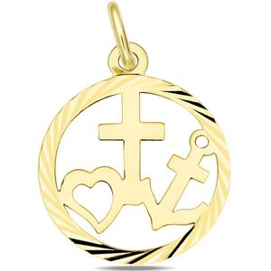 Juwelier Zwartevalk 9 karaat gouden hoop, geloof en liefde hanger - 14.274