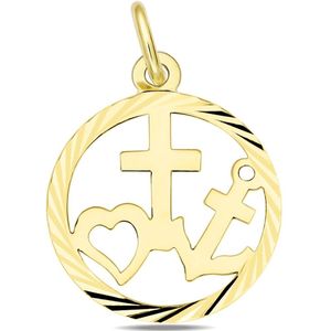 Juwelier Zwartevalk 9 karaat hoop, geloof en liefde hanger - 14.274