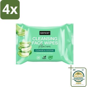 Sence - Aloë Vera - Gezichtsreinigingsdoekjes - Verzachtend - 20 Doekjes - Voordeelverpakking - 4 stuks - Aloë vera - Micellaire technologie