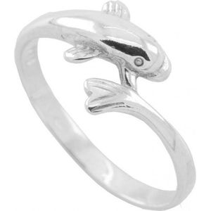 Zilveren ring dolfijn