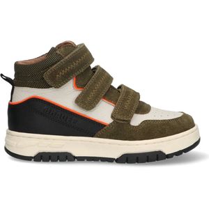 Braqeez 424609-469 Jongens Hoge Sneakers - Groen/Grijs - Leer - Klittenband