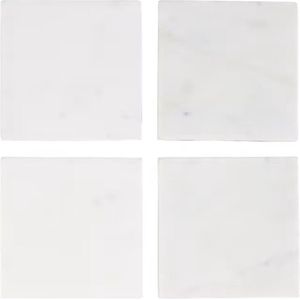 Marmeren onderzetters- Wit- 4 stuks- Marmer- 10 x 10cm