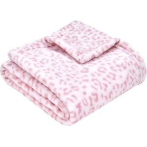 Geruite babydeken - Fleece babydeken - Superzachte, comfortabele en pluizige baby- en peuterdeken voor pasgeborenen - Geschikt voor wiegjes en kinderwagens - 76*102cm -Roze