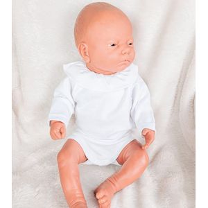 Babidu - 1117 - Romper - Wit - Katoen - Lange Mouwen - Drukknopen