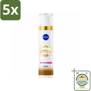 5 x NIVEA - Cellular LUMINOUS630 CC Crème Donker - Gekleurde Dagcrème - Tegen Pigmentvlekken - SPF 30 - 40 ml - Grootverpakking - Pigmentvlekken - Huidverkleuring - Zonbescherming - CC Cream - Donkere Huid