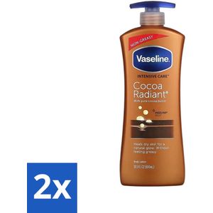 2 x Vaseline - Cocoa Radiant - Bodylotion - Intensief Voedend - 600 ml - Intensief Voeden - Bodylotion - Cacaoboter - Droge Huid - Vaseline