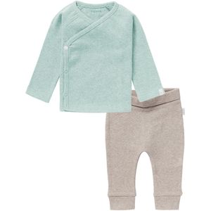 Noppies - Kledingset - 2delig - Broek Naura Taupe - Overslagshirt Nanyuki Mint - Maat 68