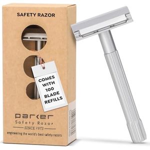 Parker veiligheidsscheermes SoloEdge Single Edge met 100 Parker Platinum Single Edge scheermesjes incl