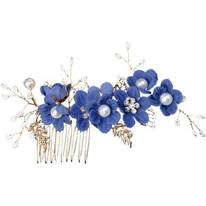 Inovra Plus - Haaraccessoires voor bruidsmeisjes en bruiden - Bloemen haarstukken en kammen - Koningsblauw - Vrouwen en meisjes - Feestelijk stylingopties