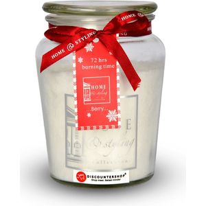 Geurige Bessen Kaars in Glazen Mason Jar - Kerstdecoratie - Valentijn Cadeau voor Haar - 72 uur Brandtijd - Wit