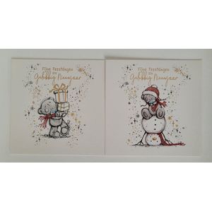 10 Kerstkaarten Forever Friends sneeuwpop en cadeautje - Kerstkaarten met enveloppen - Kerst feestdagen