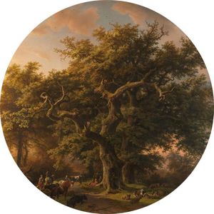 Bosgezicht, Barend Cornelis Koekkoek - Foto op Behangcirkel - ⌀ 100 cm