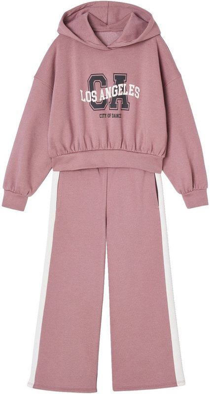 Set - Oudroze - Sportieve Sweater met Capuchon en Wijde Joggingbroek voor Meisjes