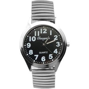 Fako® - Horloge - Rekband - Chaoyada - Ø 40mm - Zilverkleurig - Zwart
