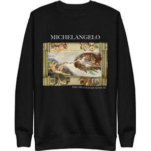 Michelangelo 'De Schepping van Adam' (""The Creation of Adam"") Beroemd Schilderij Sweatshirt | Unisex Premium Sweatshirt | Zwart | S