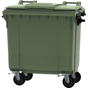 Afvalcontainer 770 liter | Deksel en 4 wielen | 770 liter | Groen