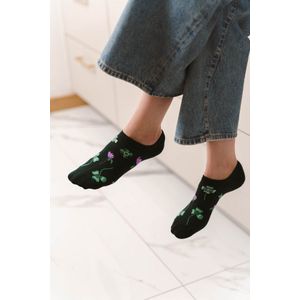 Dames sneakersokken klavertjevier–groen–naadloos & katoenmix-2 paar–maat 35-37