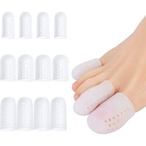 Gel-neuskappen, 6 Paar Ademende Teenbeschermers Mouw met Gaten, Kleine en Grote Siliconen Teenbeschermer voor Bescherming van Ingegroeide Teennagels, Likdoorns, Eelt, Blaren, Vermindering van Wrijving