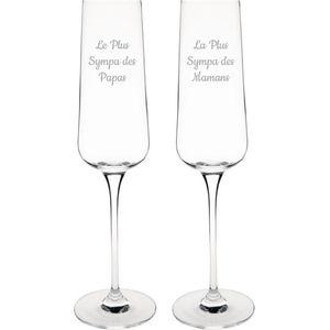 Champagneglas gegraveerd - 27cl - Le Plus Sympa des Papas & La Plus Sympa des Mamans